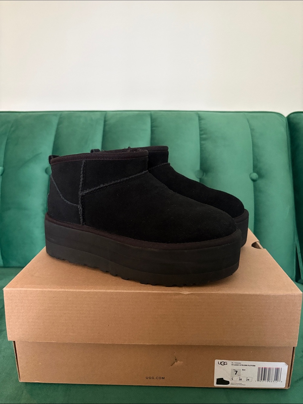 UGG Black Platform Mini Booties